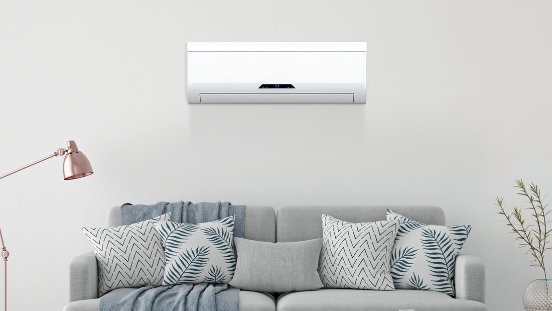 Wall-mounted air conditioner in a living room (after)